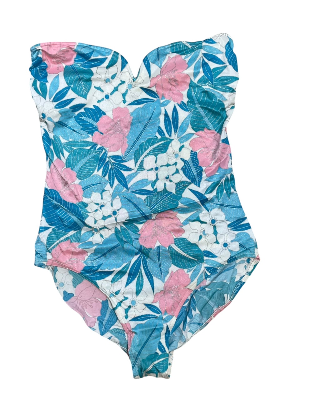 Vintage Avon Fashions Floral One-Piece Swimsuit 15/16 Retro Tropical Bathing Sui